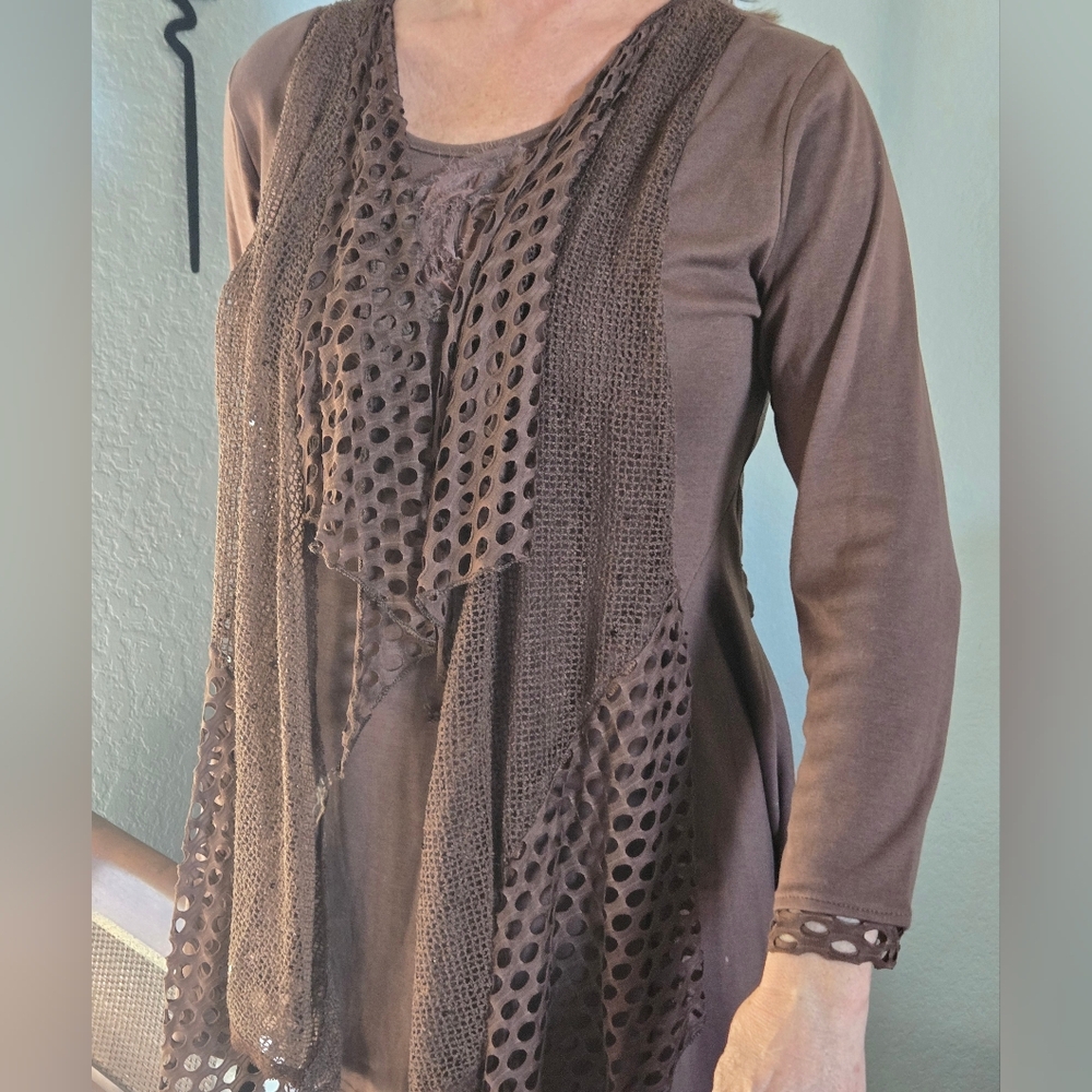 Pretty Angel brand brown layered women's blouse